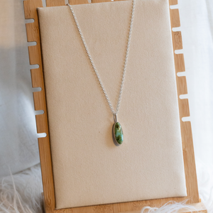 Long Turquoise Necklace with Mushroom