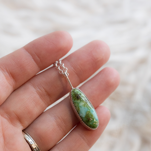 Long Turquoise Necklace with Mushroom