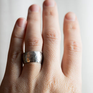 Wide Hammered Ring