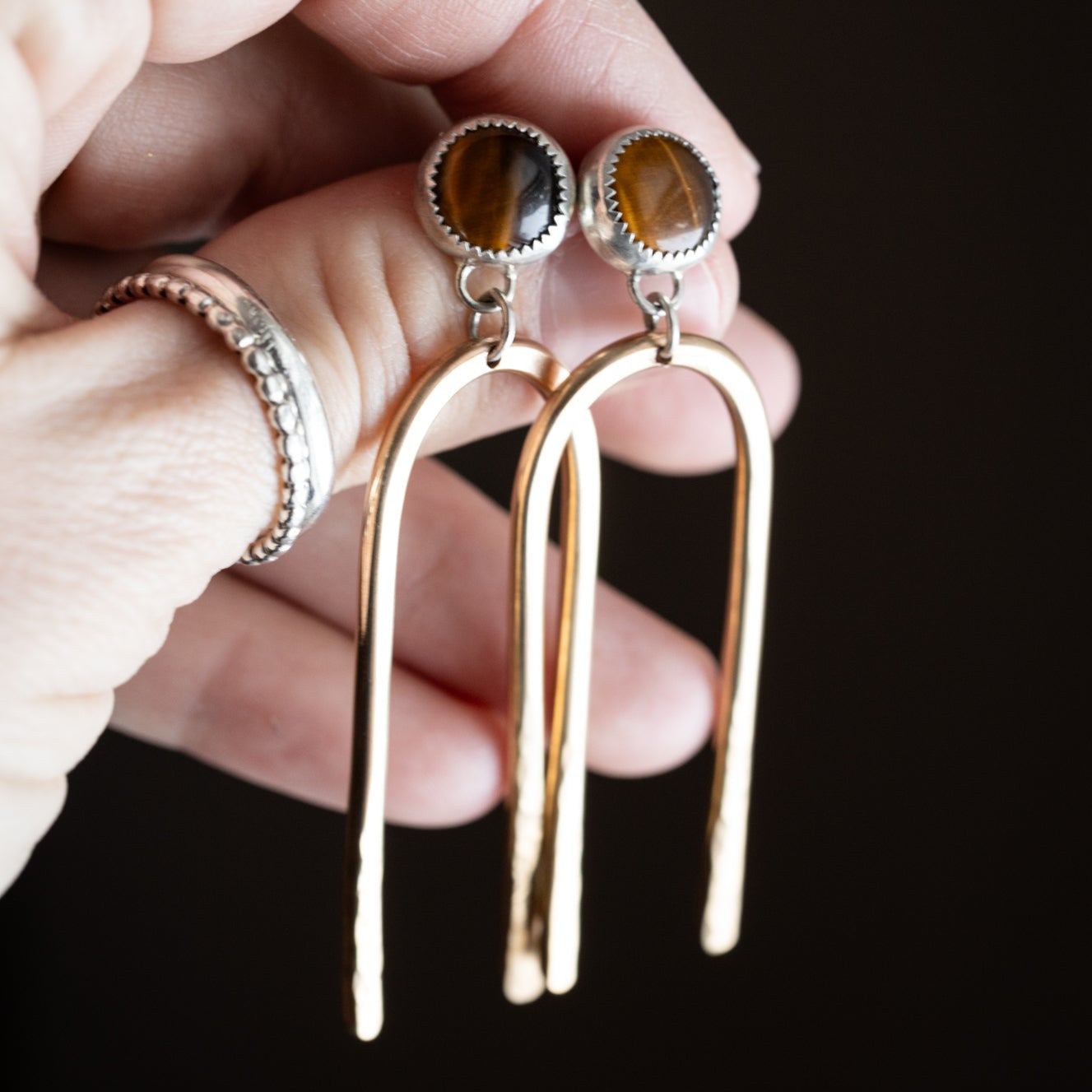 Archway Dangle Earrings - Tiger's Eye