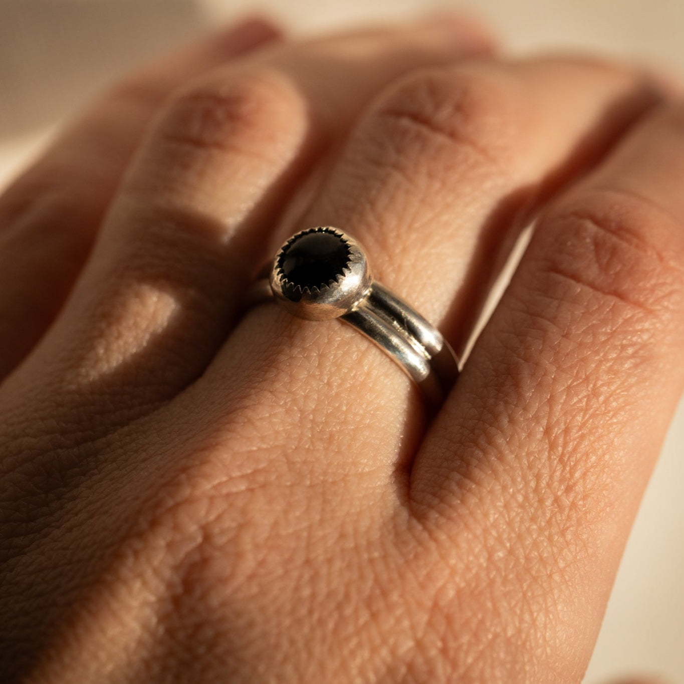 Black Onyx Ring - Double Band